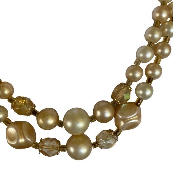 Vintage 50s faux pearls bead layered necklace special occasion mrs maisel coded - Picture 5 of 6